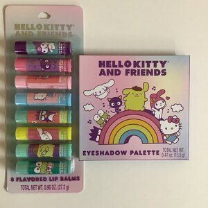 Hello Kitty & Friends ~ Eyeshadow Palette 12 Shades & Flavored Lip Balm 8pcs New